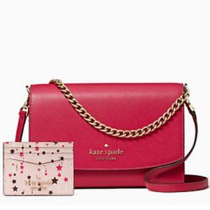 kate spade pink star staci small slim cardholder wallet nwt